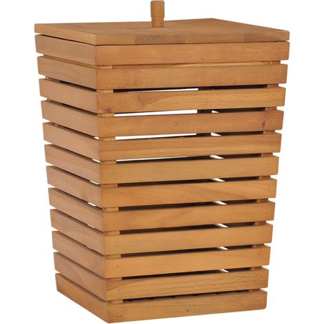 vidaXL Panier à linge 30x30x45 cm Bois de teck massif (1/5)
