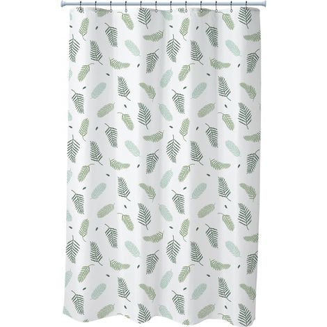 Rideau de douche imprimé feuille en polyester (1/4)