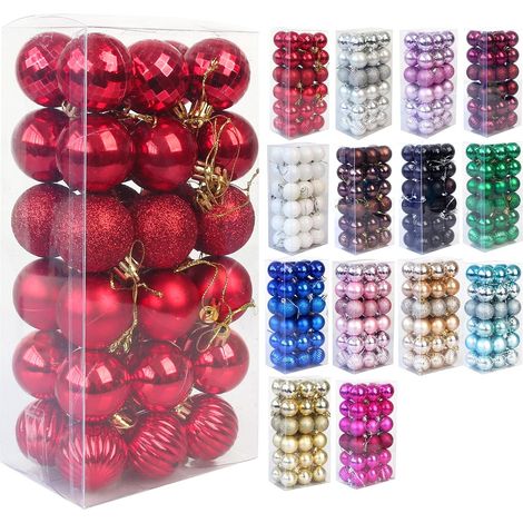Boule De Noel - Boule Decoration Arbre De Noel En Plastique Incassable - 4 cm - Lot De 36 Pieces - Bleu (1/5)