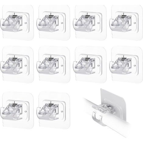 FITLAB-Lot de 10 supports de tringle à rideaux transparents – Auto-adhésifs pour surfaces lisses – Fixation sans perforation – Plastique ABS haute qualité (1/5)