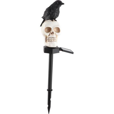 Ortviai Lampes solaires d'extérieur pour jardin – Décoration fantomatique avec crâne et corbeau noir, étanches (1/3)