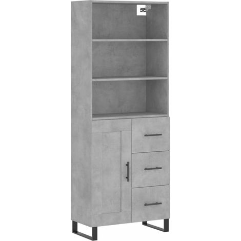 Maison Exclusive - Buffet haut Gris béton 69,5x34x180 cm Bois d'ingénierie