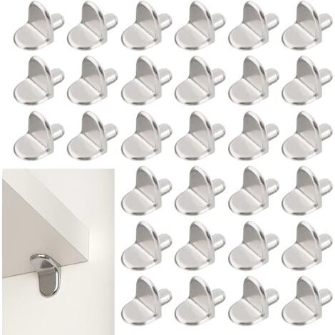 30 Pièces Chevilles de Support d'Étagère, 5mm Taquet Étagère Support en Forme de L en Bois et Verre de Armoire Rangement Meuble Placard Bibliothèque (1/5)