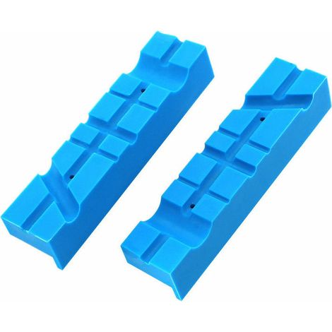 14cm Mâchoires d'Étau Magnétique, Lot de 2 Tampons à Mâchoires en Caoutchouc avec Rainures Multiples, Protection d'Étau Durable pour Tenir le Bois, le Métal, le Plastique, Bleu Clair (1/5)
