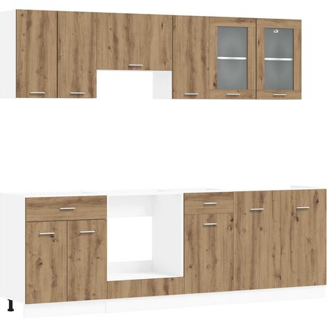 Unidad de cocina Lyon 8 pcs Madera de ingeniería vidaXL