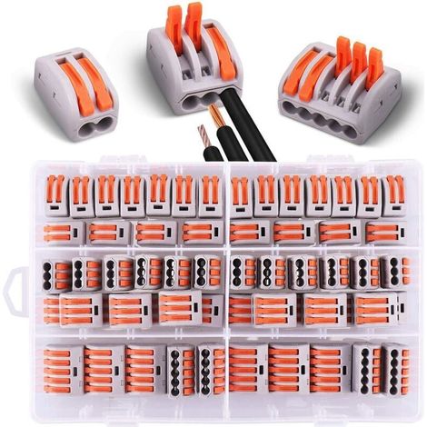 60 connecteurs électriques avec levier de fonctionnement, 30 pinces 2 voies, 20 pinces 3 voies, 10 pinces 5 voie,connecteur de câble,serre-câbles électriques (1/5)