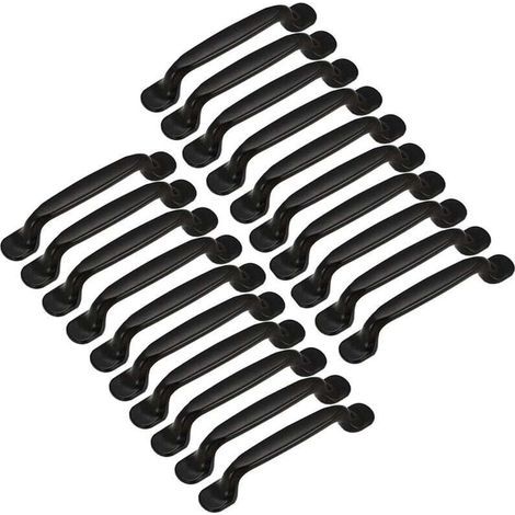 20 tiradores para armarios de cocina, cajones y muebles de dormitorio, con separación entre orificios de 128 mm, de aluminio negro. (1/5)