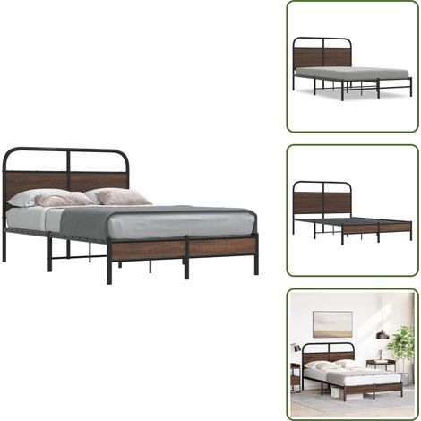 Cadre de lit sans matelas 140x190 cm chêne marron - Cadre De Lit - Cadres De Lit - Meuble De Chambre À Coucher - Lit (1/5)