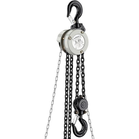 Wiltec Mini Kettenzug bis 2 t, robuster Handkettenzug 3 m Hubhöhe, Tragmittel mit 3 m Lastkette, Hebezeug manuell, hochbelastbares Hebemittel