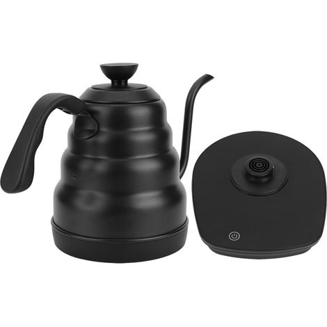 Bouilloire électrique à col de cygne, thermostat réglable, écran haute définition, cafetière/théière, cafetière en acier inoxydable de qualité alimentaire, chauffe rapide, noire, norme européenne AC22 (1/5)