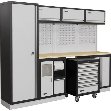CONJUNTO MUEBLES MODULARES PARA TALLER GARAJE RACING ESQUINA FERVI A007E (1/3)