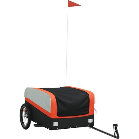 Remorque de vélo noir et orange 45 kg fer CFW45890 (1/5)