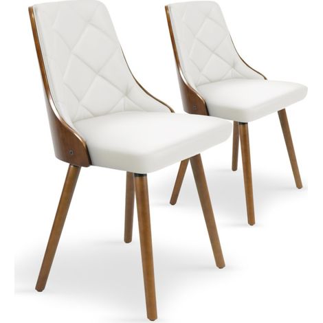 Lot de 2 Chaises Scandinave "Cargo" 79cm Noisette & Blanc (1/4)