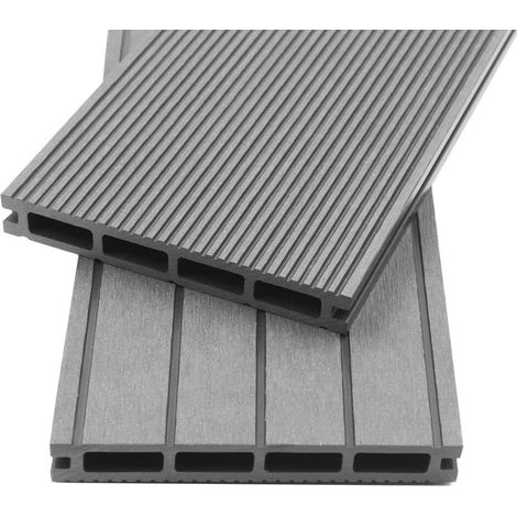 Home Deluxe - Juego completo de tarima WPC (incl. subestructura) SAMANA  Color: Gris claro, Tamaño: 10 m²