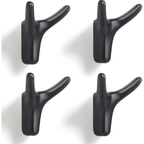 (4 Pieces) Double Wall Coat Hook (Matte Black) (1/5)