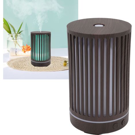 Luftbefeuchter mit 200 ml Fassungsvermögen in Holzoptik, Aromatherapie-Luftbefeuchter mit Fernbedienung, integriertem Nachtlicht, Aromatherapie-Diffusor in Holzoptik, europäischer Standard 100–240 V (1/5)