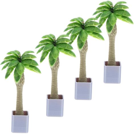 Mini Cocotiers Artificiels Effet Naturel Verts en Plastique Lot de 4 Style Tropical Pla pour Décor de Table de Sable pour Halls D'hôtel et Expositions (1/5)