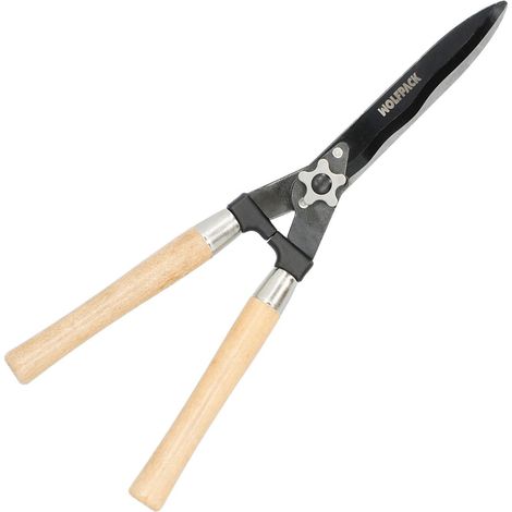 tijeras podar setos 2 manos mangos madera 54 cm. hojas acero antiadherente, ajuste corte