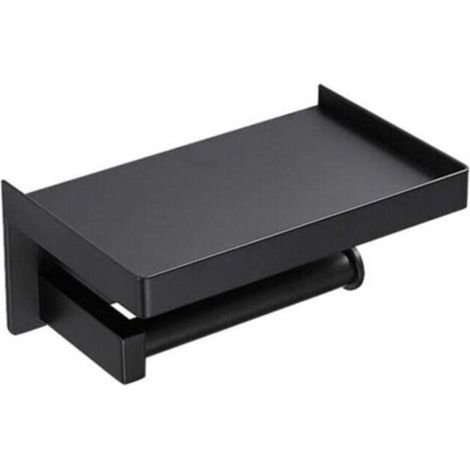 Porte-Papier Toilette, Support Papier Toilette Mural sans Perçage（Noir） (1/5)