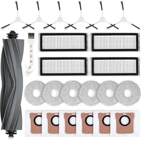 24 Zubehörteile für den Dreame L20 Ultra Saugroboter – Hauptbürste, Filter, Tücher, Staubbeutel, Seitenbürsten, Boden- und Teppichreinigung, Schwarz und Grau (1/5)