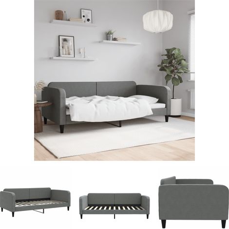 The Living Store Tagesbett Dunkelgrau 100x200 cm Stoff - Betten & Bettgestelle (1/5)