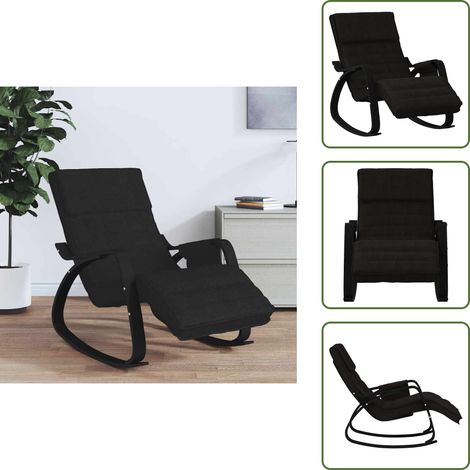 Silla de relax - vidaXL Silla mecedora de tela negro - Mecedora de madera