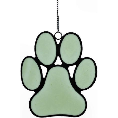Pendentif décoratif en verre lumineux orange, empreinte de patte d'ours, charme pour fond de fête, accessoire de décoration maison, pièce unique pour ambiance chaleureuse. (1/5)