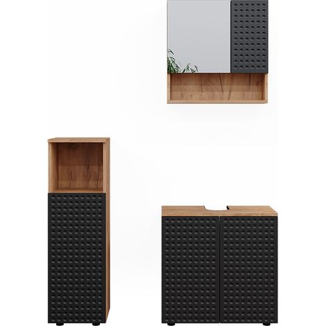 Set mobili bagno Irma, Antracite puntinato, 3 parti, Vicco