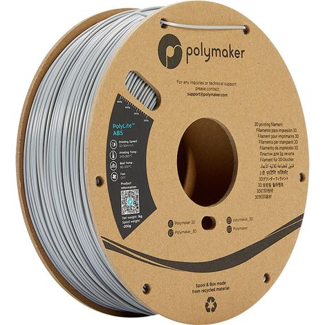 Polymaker PE01003 PolyLite Filamento per stampante 3D Plastica ABS odore ridotto 1.75 mm 1000 g Grigio 1 pz.