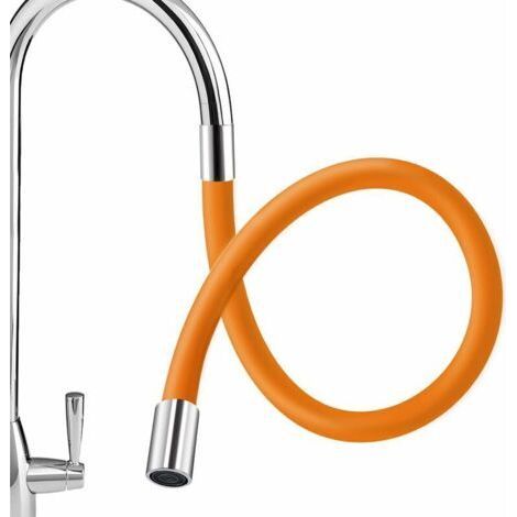 Flexible Kitchen Faucet Extension 50cm Orange Soft Thick Silicone Spout Swivel 360° (1/4)