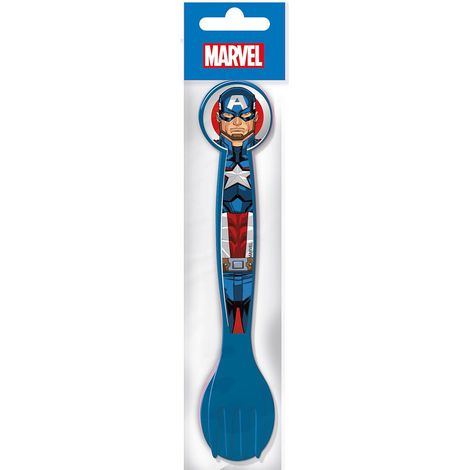 TATAWAY Marvel Set 2 posate blu per bambini in plastica Avengers Captain (1/4)