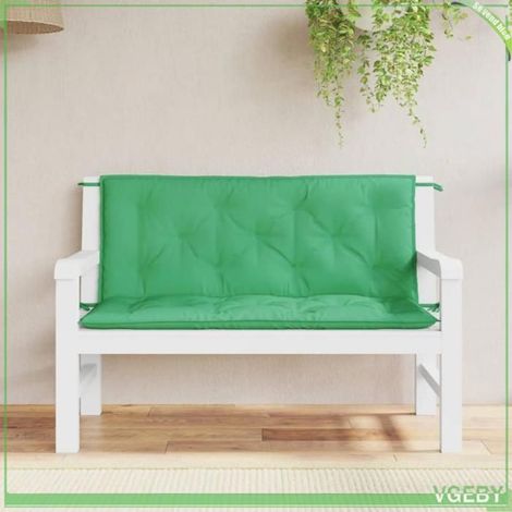 361683 Coussins de banc jardin lot de 2 vert 120x50x7 cm tissu Oxford (1/5)