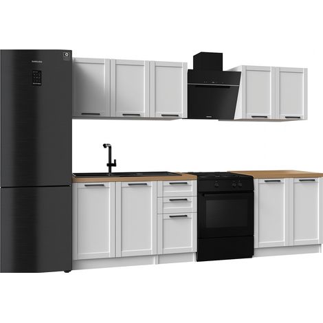 Cuisine complète Quadro blanc 6 éléments avec façades à cadre - 200 cm (1/5)