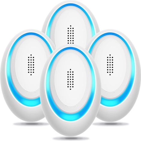 Confezione da 4 repellenti per insetti a ultrasuoni, trappola elettronica per topi per uso interno, inserto repellente per zanzare e ragni, efficace repellente per roditori