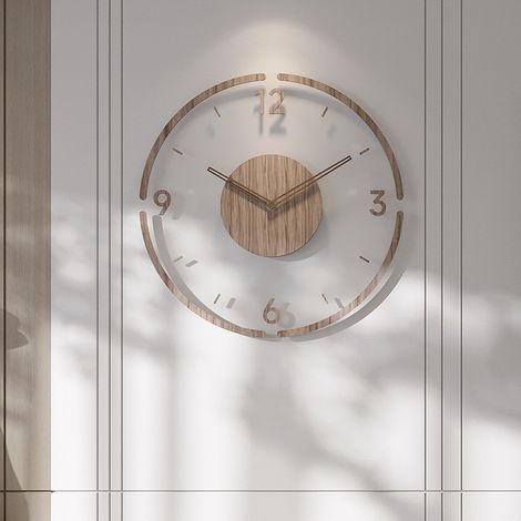Horloge murale en bois massif, mouvement quartz silencieux pour salon moderne (1/4)