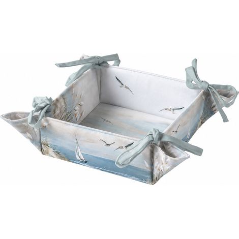 Corbeille à pain coton bord de mer 20 x 20 x 7 cm (1/2)