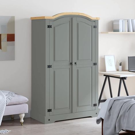 Maison Exclusive - Armadio in Legno di Pino Messicano Corona 2 Ante Grigio (1/5)