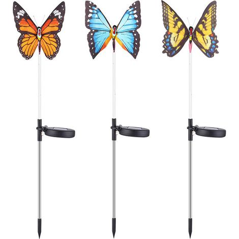 Lampe solaire LED décorative extérieure en forme de papillon coloré transformable pour jardin et pelouse-AquaForge (1/3)