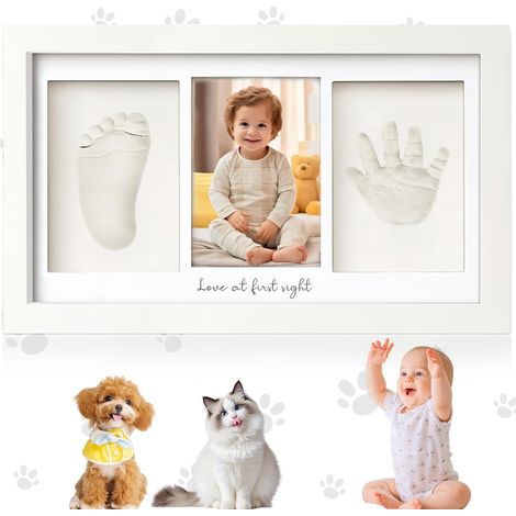 Kit Souvenir Empreinte Bébé, Impressions pour Enfants, Cadre Photo Duo Nouveau né, Kit d'Art de Mémoire, Cadres Photo de Douche (1/5)