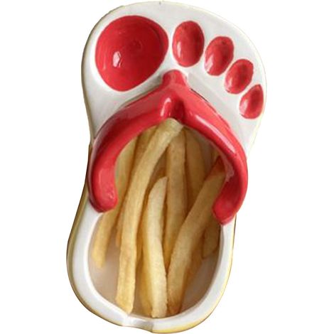 Flip-Flop-förmiger Keramikteller für Pommes frites, Sojasaucen-Snackschale, niedliche Keramik-Chipsschale (1/5)