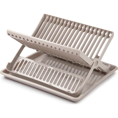 Escurreplato plegable de plastico con bandeja  Beige (1/2)
