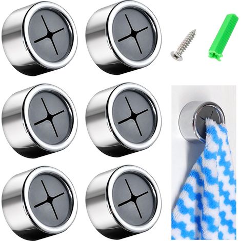 Crochets pour torchons, lot de 6, adhésifs ronds, fixation sans perçage, support mural pour cuisine, salle de bain et maison, résistants et faciles à poser (1/5)