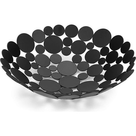 Cesto rotondo per frutta in ferro nero, cesto moderno per frutta e verdura, decorazione per tavola e cucina - Crezuo