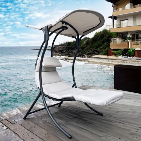 Leco Garten Schaukelliege mit Sonnendach "Dream Chair 2.0", lichtgrau, 110 x 183 x 200 cm (L x B x H)