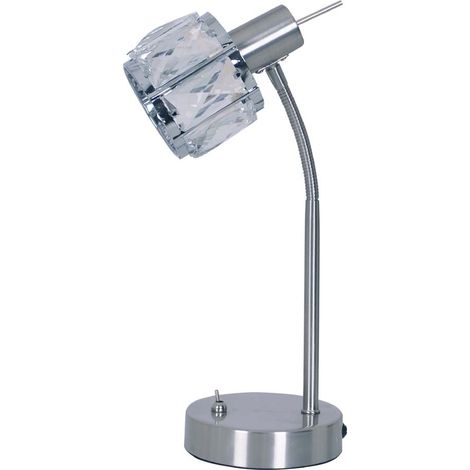 Tischleuchte Beistellleuchte Schreibtischlampe Kristall Glas silber E14 Flexo