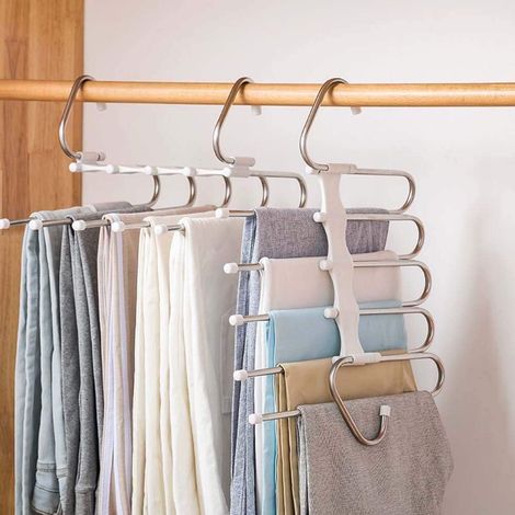Cintre Pantalon - Acier Inoxydable Pliable - 34 x 25 cm - Gain d'Espace - 1 Pièce (1/5)