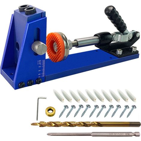 Kit de plantilla para agujeros en ángulo de 9,5 mm / 15° – Perforación oblicua – Ajuste de ángulo/profundidad – Bricolaje en carpintería