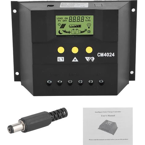 Régulateur de charge solaire PWM 12V/24V 40A avec écran LCD, contrôleur de décharge pour usage domestique et industriel (1/5)