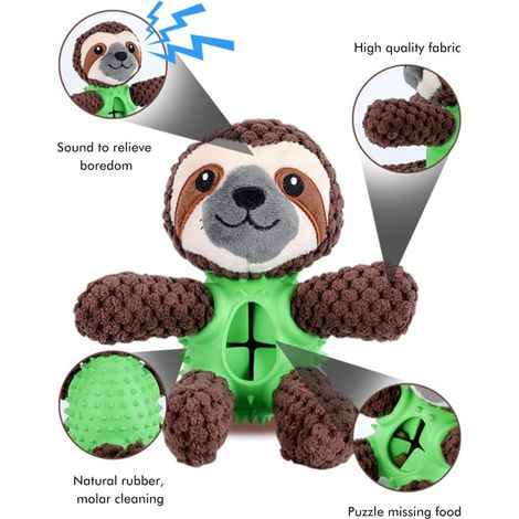 Plüschtiere für Hunde, interaktives Spielzeug und Puzzles für Hunde, quietschende Kauspielzeuge in Form von niedlichen Faultieren für kleine, mittlere und große Hunde (1/5)