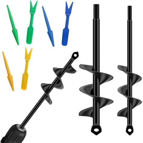 jardin foreuse 5 Pcs tige hexagonale acier inoxydable tariere thermique garden outil de plantation pratique pour Fleur Planter des Arbres Arbustes 4x22/5x22cm (1/5)